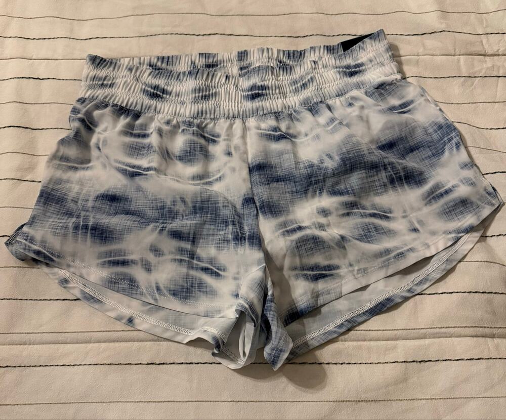 DSG | Blue and White Tie-Dye Pattern Athletic Shorts Comfy Elastic Waistband